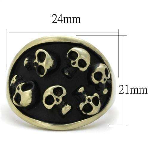 TK2473 - IP Antique Copper Stainless Steel Ring with Epoxy in Jet - Alamode - Flyclothing LLC