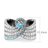 TK3572 - No Plating Stainless Steel Ring with AAA Grade CZ in Sea Blue - Alamode - Flyclothing LLC