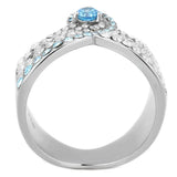 TK3572 - No Plating Stainless Steel Ring with AAA Grade CZ in Sea Blue - Alamode - Flyclothing LLC