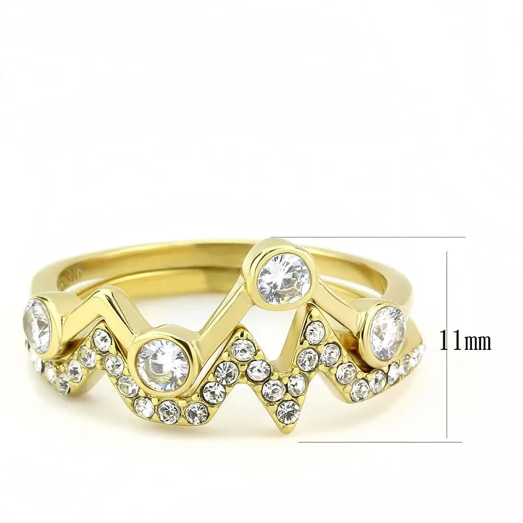 TK3596 - IP Gold(Ion Plating) Stainless Steel Ring with AAA Grade CZ in Clear - Alamode - Flyclothing LLC