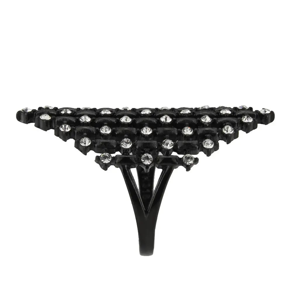 TK3750 IP Black Stainless Steel Ring with Top Grade Crystal in Clear - Alamode - Flyclothing LLC