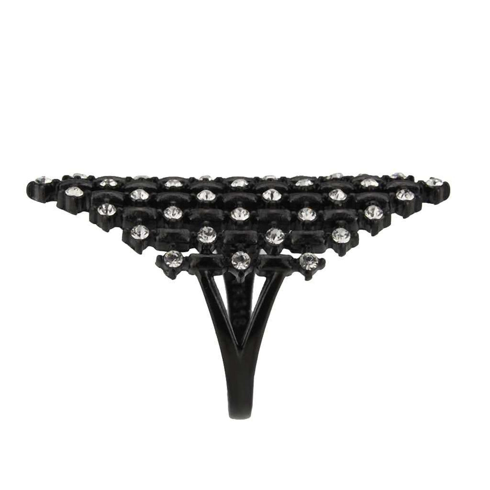 TK3750 IP Black Stainless Steel Ring with Top Grade Crystal in Clear - Alamode - Flyclothing LLC