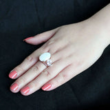 TK3788 - IP Rose Gold(Ion Plating) Stainless Steel Ring with Synthetic in Fireopal - Alamode - Flyclothing LLC