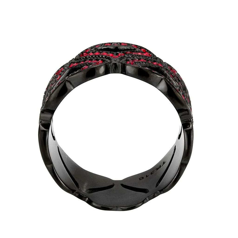 TK3790 - IP Black (Ion Plating) Stainless Steel Ring with Top Grade Crystal in Red Series - Alamode - Flyclothing LLC