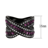 TK3791 - IP Black (Ion Plating) Stainless Steel Ring with Top Grade Crystal in Amethyst - Alamode