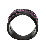 TK3791 - IP Black (Ion Plating) Stainless Steel Ring with Top Grade Crystal in Amethyst - Alamode