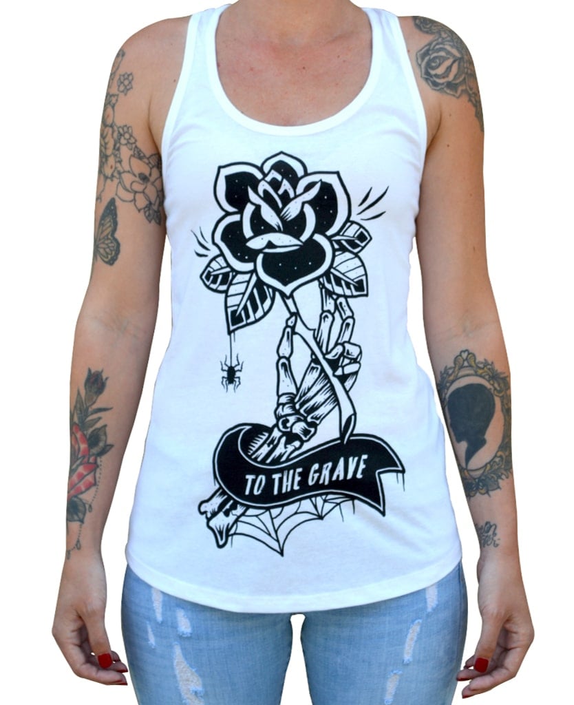 Black Market Art Company To the Grave Women's Racer Back Tank Top