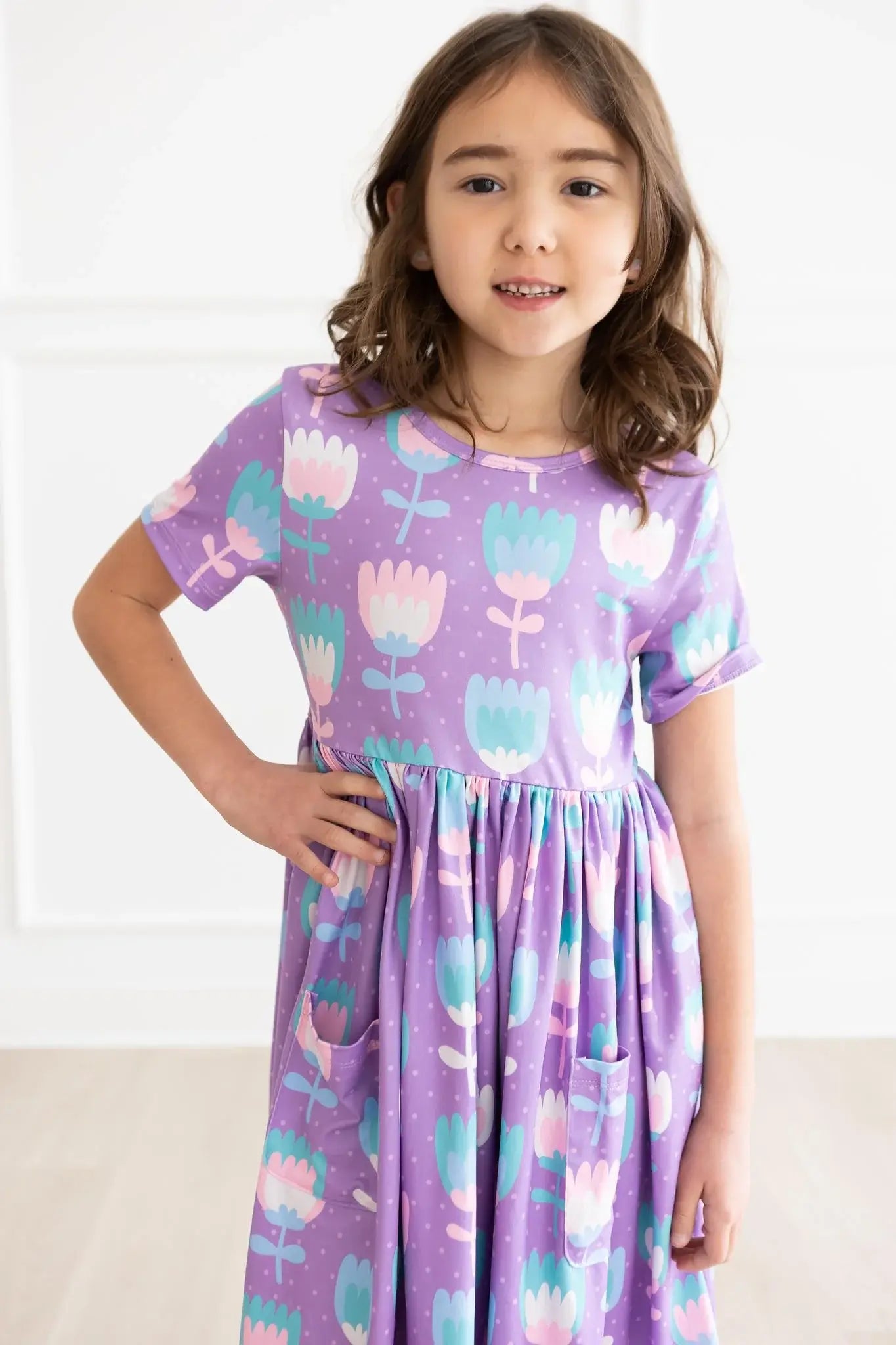SALE Too Cool Tulips S/S Pocket Twirl Dress - Mila & Rose ® - Flyclothing LLC