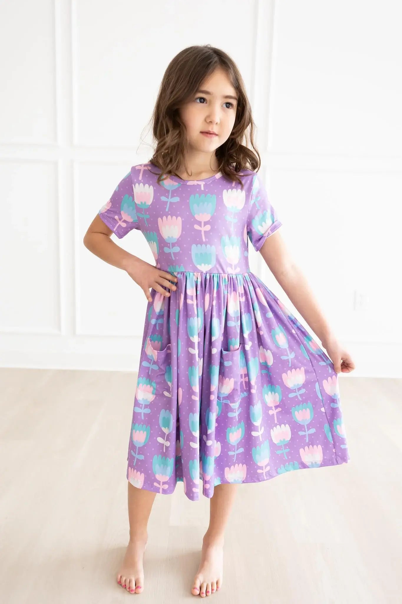 SALE Too Cool Tulips S/S Pocket Twirl Dress - Mila & Rose ® - Flyclothing LLC