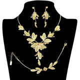 Stone Accented Metal Mesh Petal Jewelry Set - Madeline Love - Flyclothing LLC