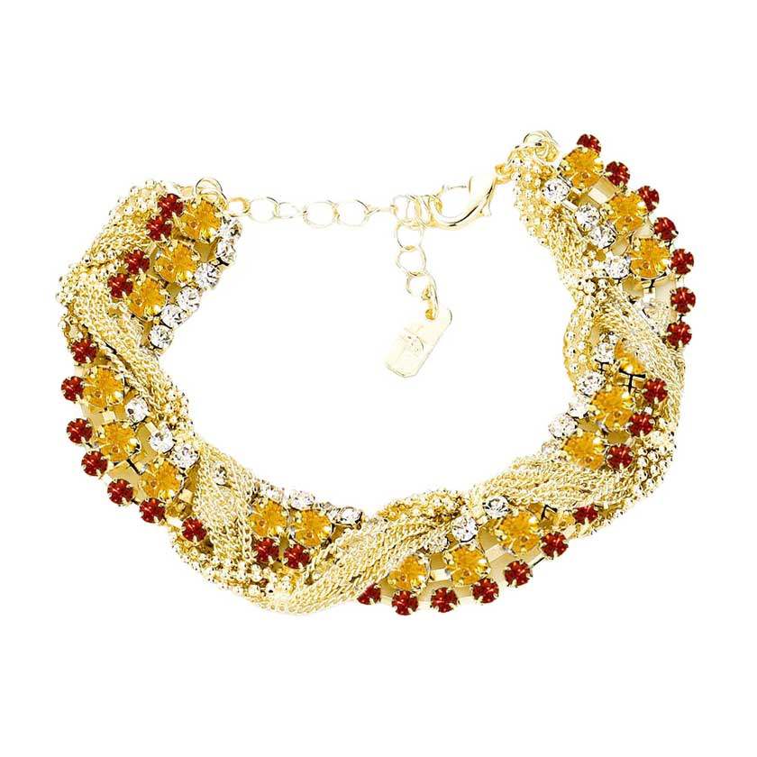 Tangled Chain Crystal Rhinestone Evening Bracelet - Madeline Love - Flyclothing LLC