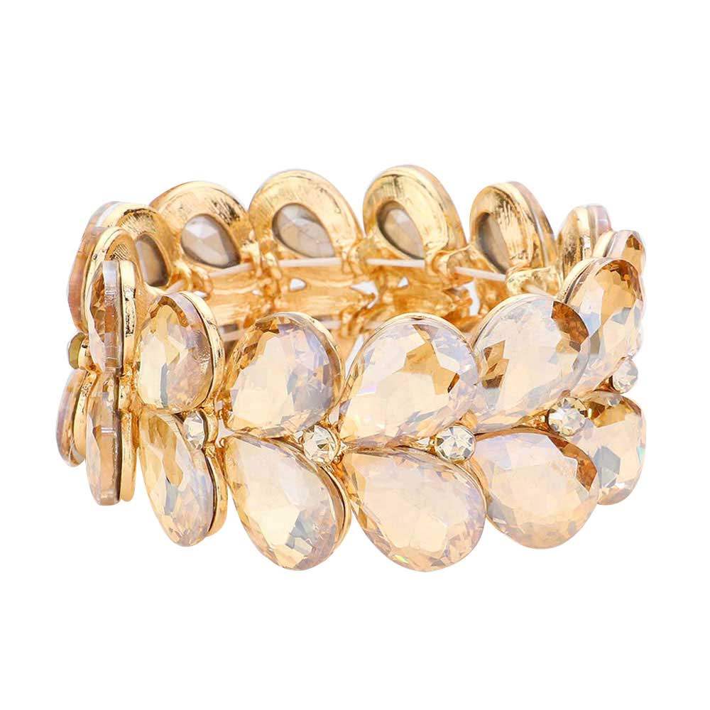 Teardrop Stone Embellished Evening Bracelet - Madeline Love - Flyclothing LLC