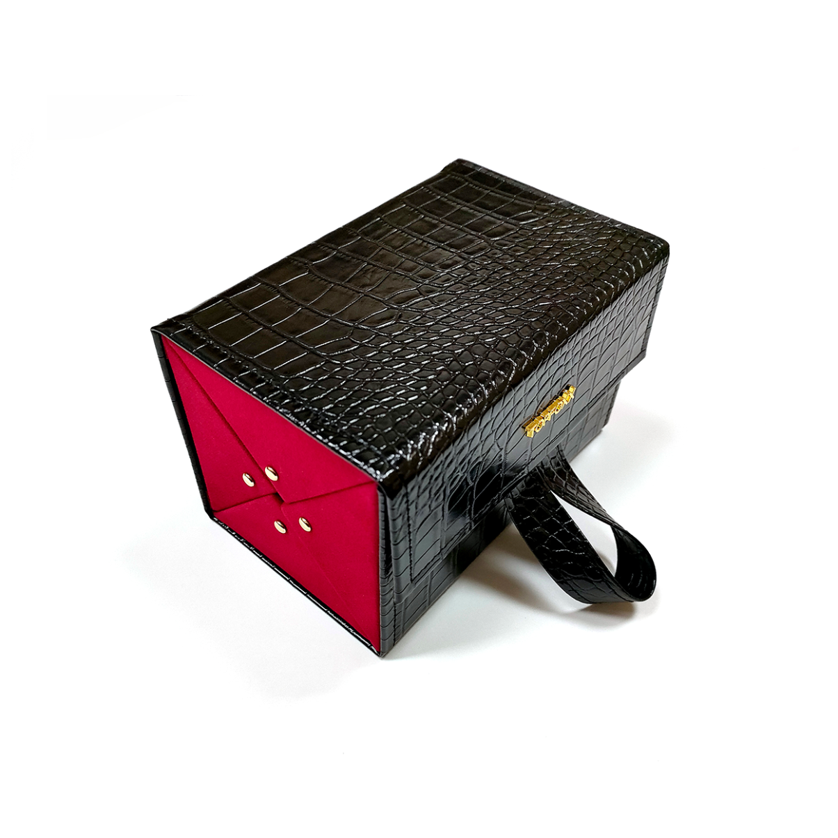 Black Faux Croco Travel Case - TopFoxx - Flyclothing LLC