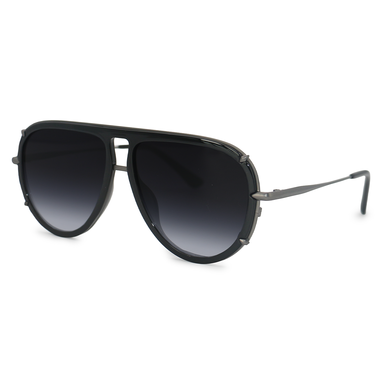 Ivy Luxe - Black Tangle-Free Round Aviator Sunglasses - TopFoxx - Flyclothing LLC