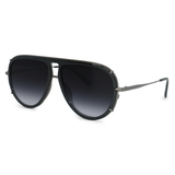 Ivy Luxe - Black Tangle-Free Round Aviator Sunglasses - TopFoxx - Flyclothing LLC