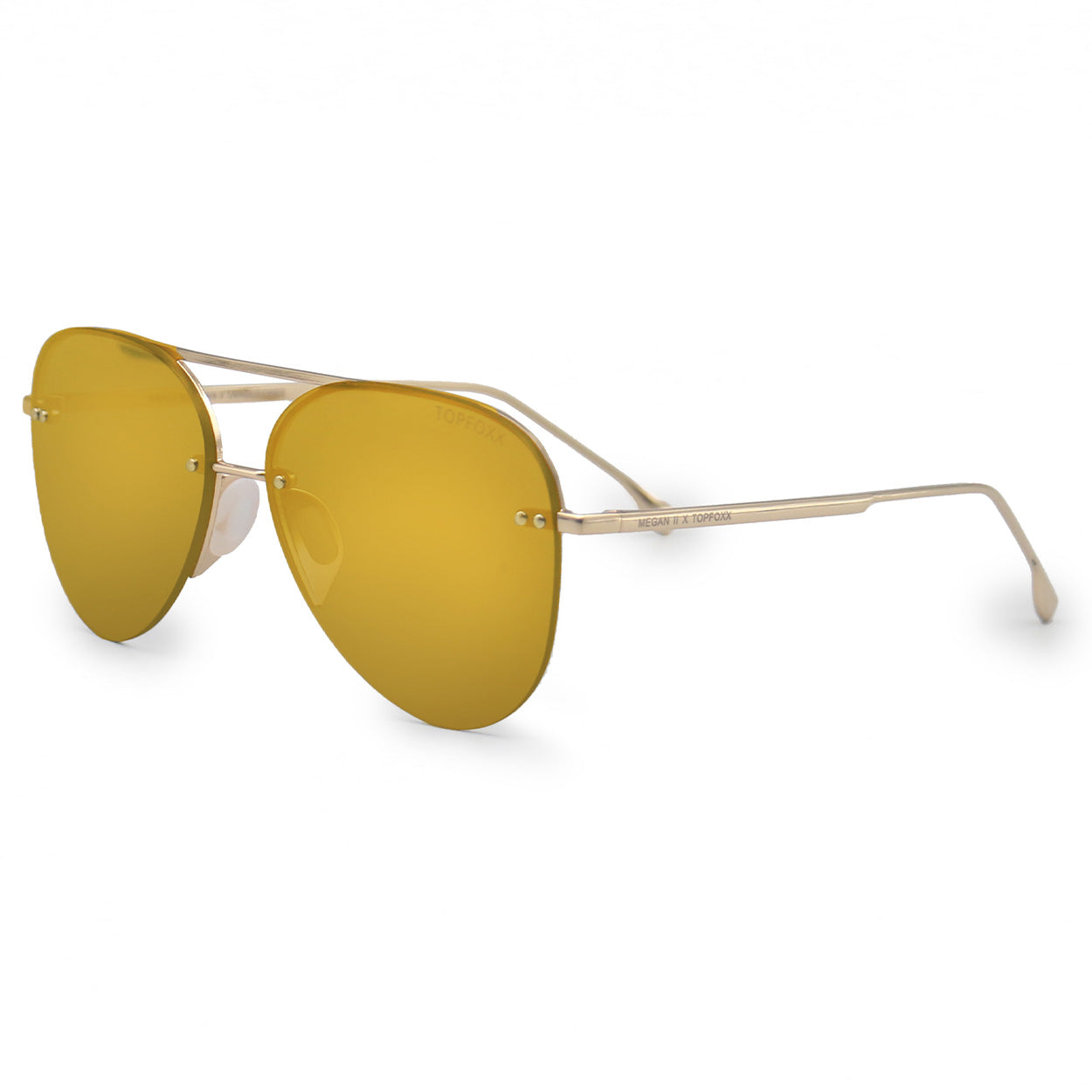 Smaller Megan 2 Mirrored Bronze - Tangle Free Aviator Sunglasses - TopFoxx - Flyclothing LLC