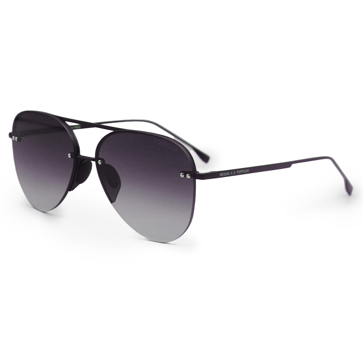Smaller Megan 2 Faded Black - Tangle Free Aviator Sunglasses - TopFoxx - Flyclothing LLC