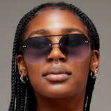Smaller Megan 2 Faded Black - Tangle Free Aviator Sunglasses - TopFoxx - Flyclothing LLC
