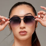 Smaller Megan 2 Faded Black - Tangle Free Aviator Sunglasses - TopFoxx - Flyclothing LLC
