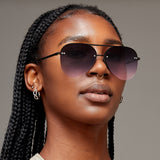 Smaller Megan 2 Faded Purple Pink - Tangle Free Aviator Sunglasses - TopFoxx - Flyclothing LLC