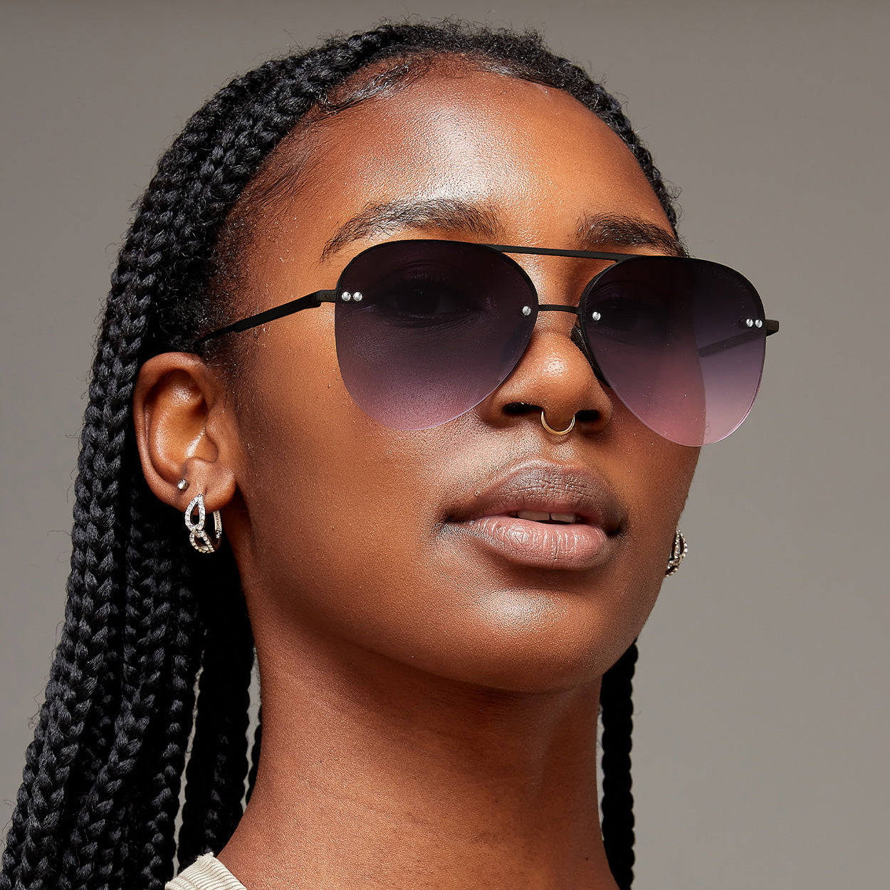 Smaller Megan 2 Faded Purple Pink - Tangle Free Aviator Sunglasses - TopFoxx - Flyclothing LLC