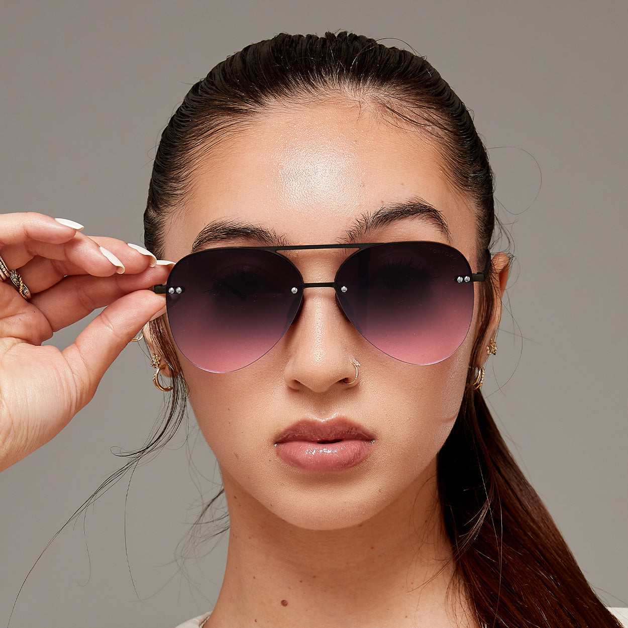 Smaller Megan 2 Faded Purple Pink - Tangle Free Aviator Sunglasses - TopFoxx - Flyclothing LLC
