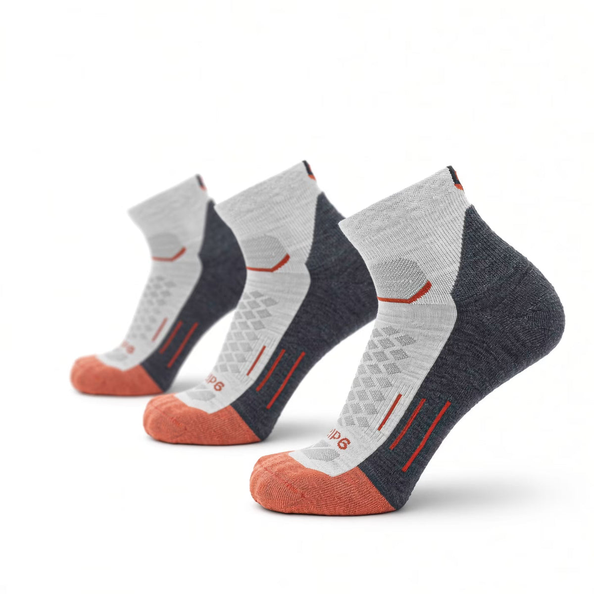 3 Pack Torch - Run 1/4 Crew Midweight Merino Wool Sock - GRIP6 - Flyclothing LLC