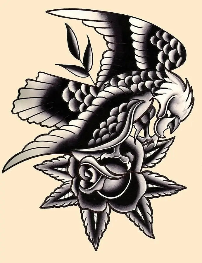 Black Market Art Company Traditional Eagle Print - Black Market Art Company - Flyclothing LLC
