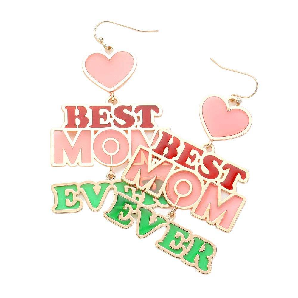 Translucent BEST MOM EVER Message Dangle Earrings - Madeline Love - Flyclothing LLC