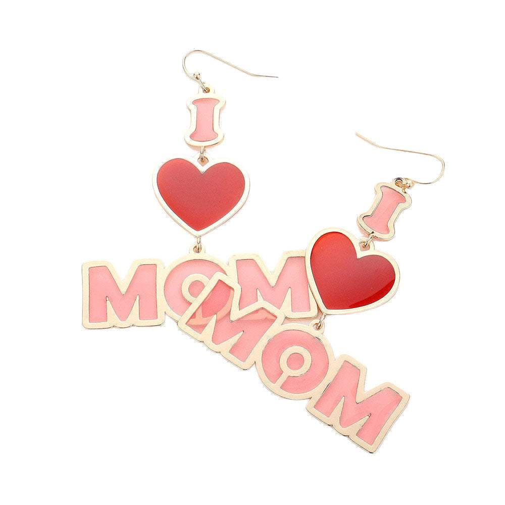 Translucent I LOVE MOM Message Dangle Earrings - Madeline Love - Flyclothing LLC