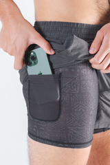 The Tribal Council | Grey Tonal Island Block Ball Hammock® 5 Inch Athletic Shorts