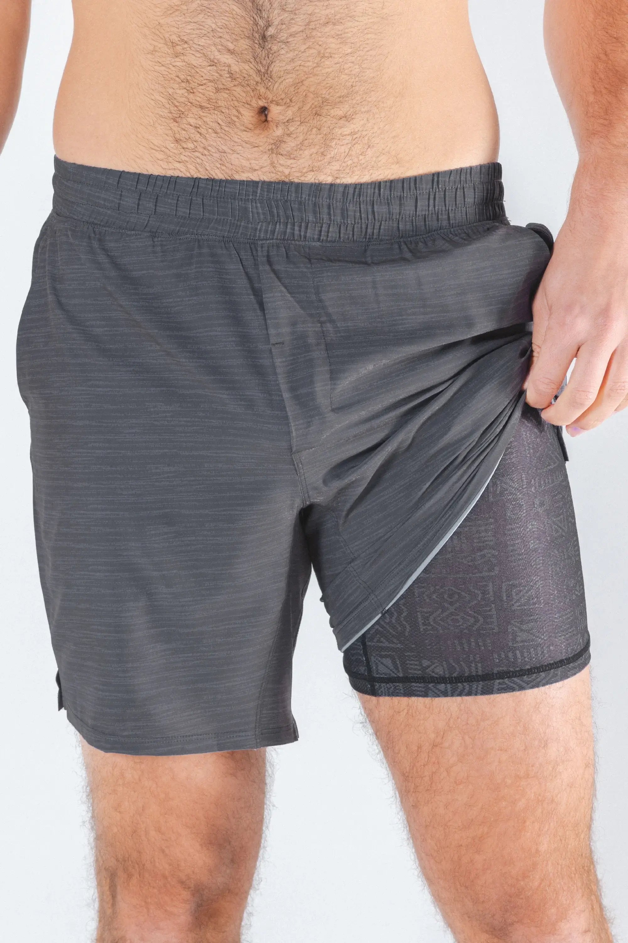 The Tribal Council | Grey Tonal Island Block Ball Hammock® 7 Inch Athletic Shorts - Shinesty - Flyclothing LLC