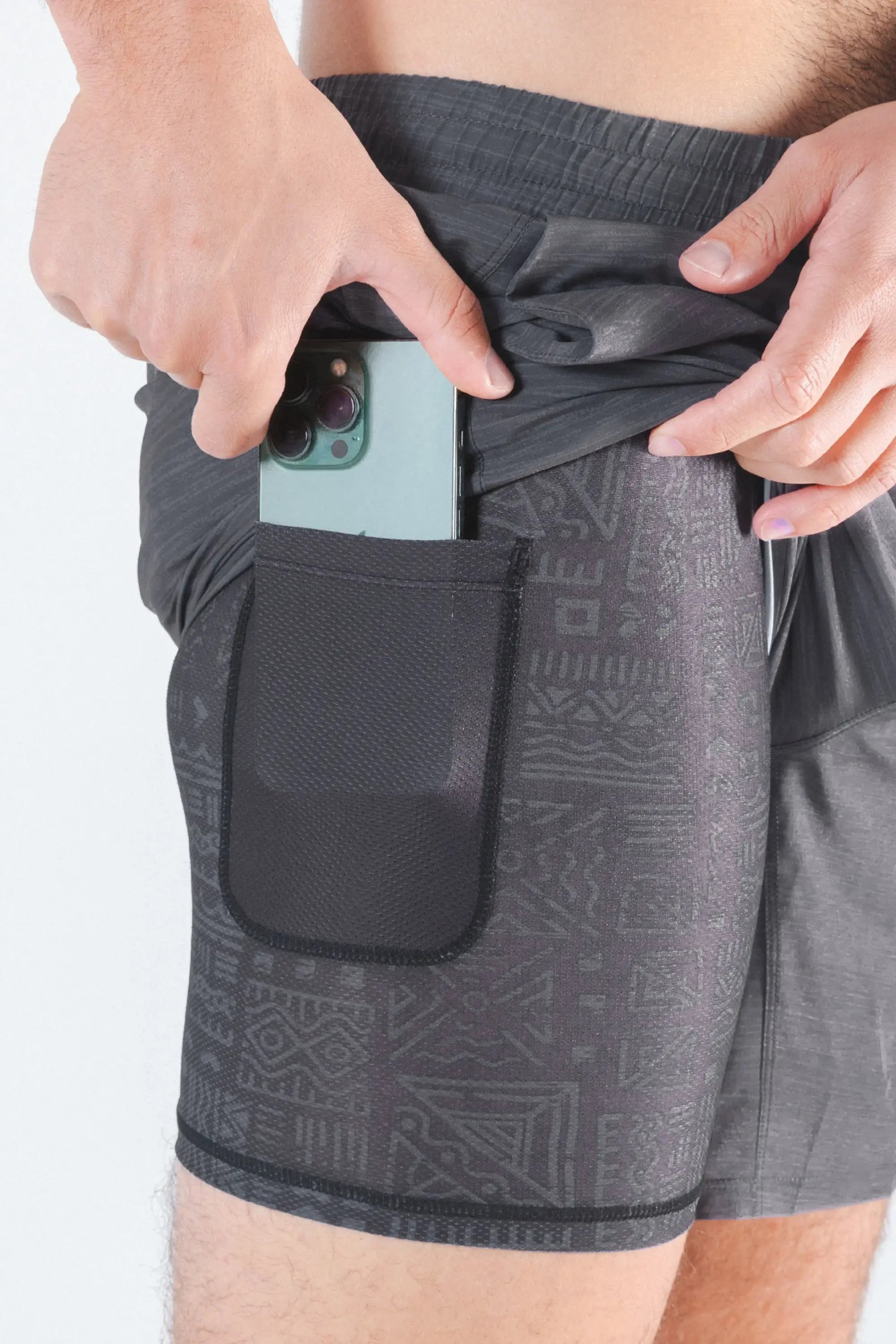 The Tribal Council | Grey Tonal Island Block Ball Hammock® 7 Inch Athletic Shorts - Shinesty - Flyclothing LLC
