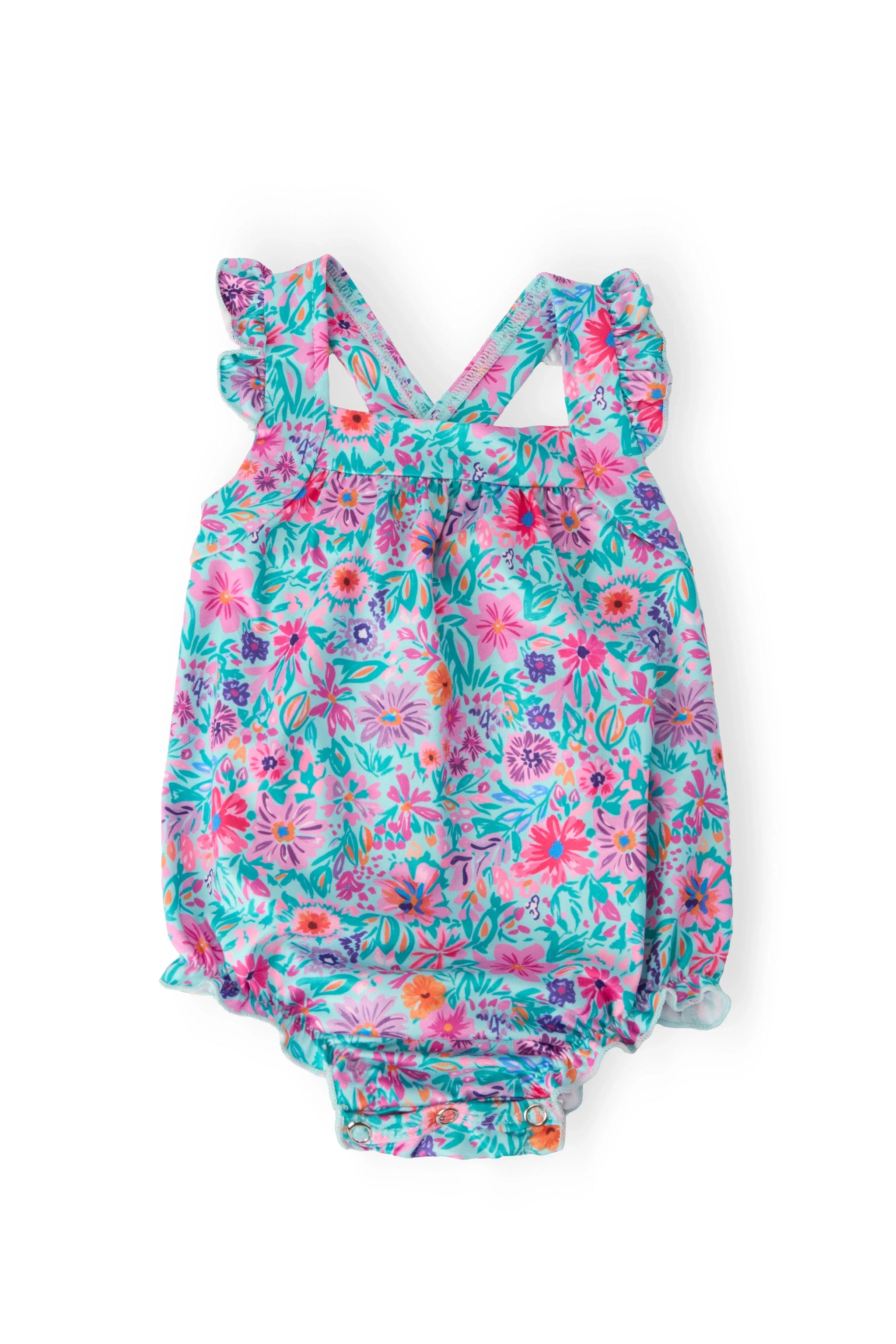 Tropical Garden Ruffle Cross Back Romper - Mila & Rose ® - Flyclothing LLC