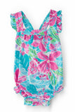 Tropical Punch Ruffle Cross Back Romper