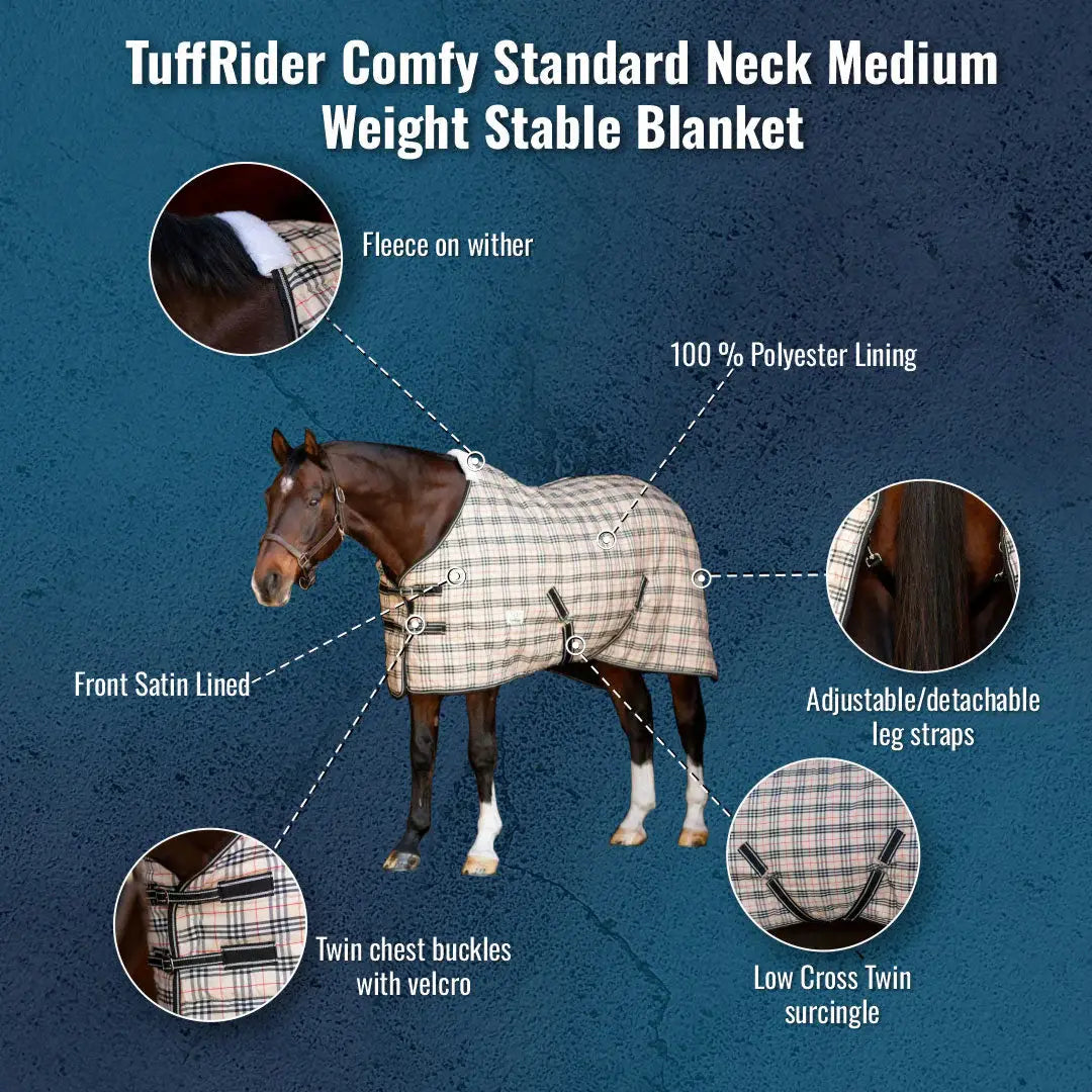 TuffRider Comfy Standard Neck Medium Weight Stable Blanket- 1200D, 200GSM - Breeches.com - Flyclothing LLC