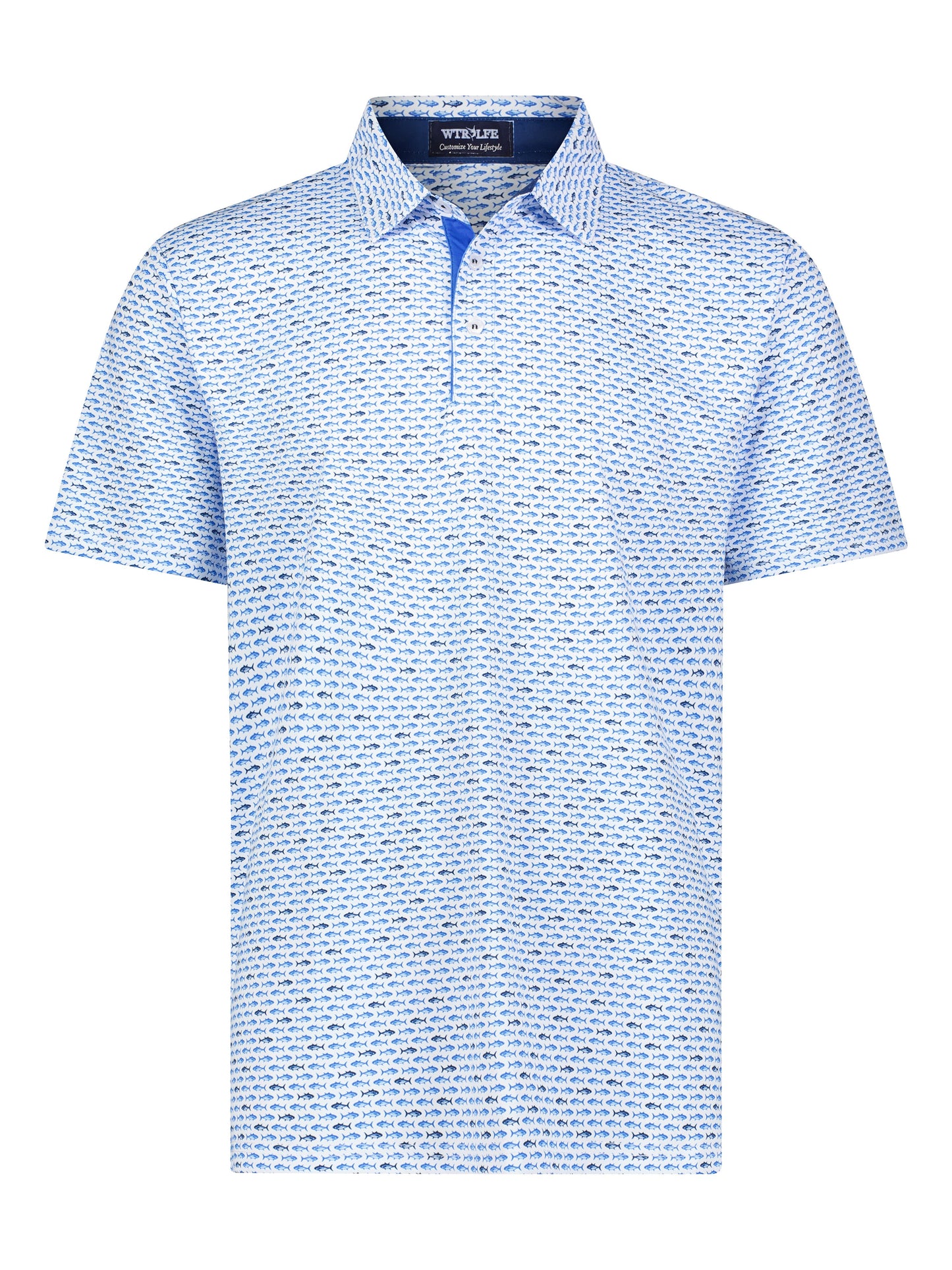 Tuna Performance Polo Light Blue Navy - White Water Life - Flyclothing LLC