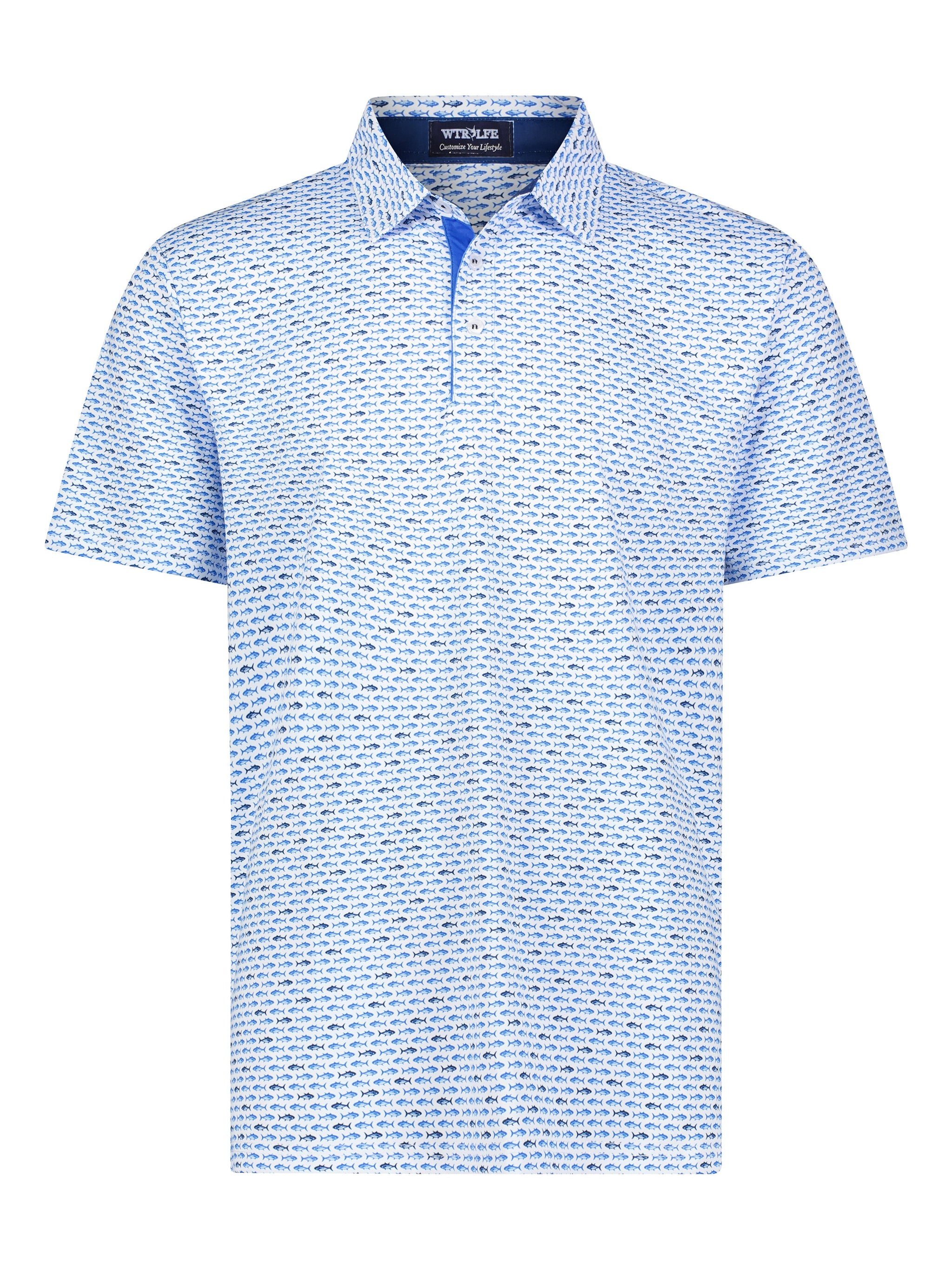 Tuna Performance Polo Light Blue Navy - White Water Life - Flyclothing LLC