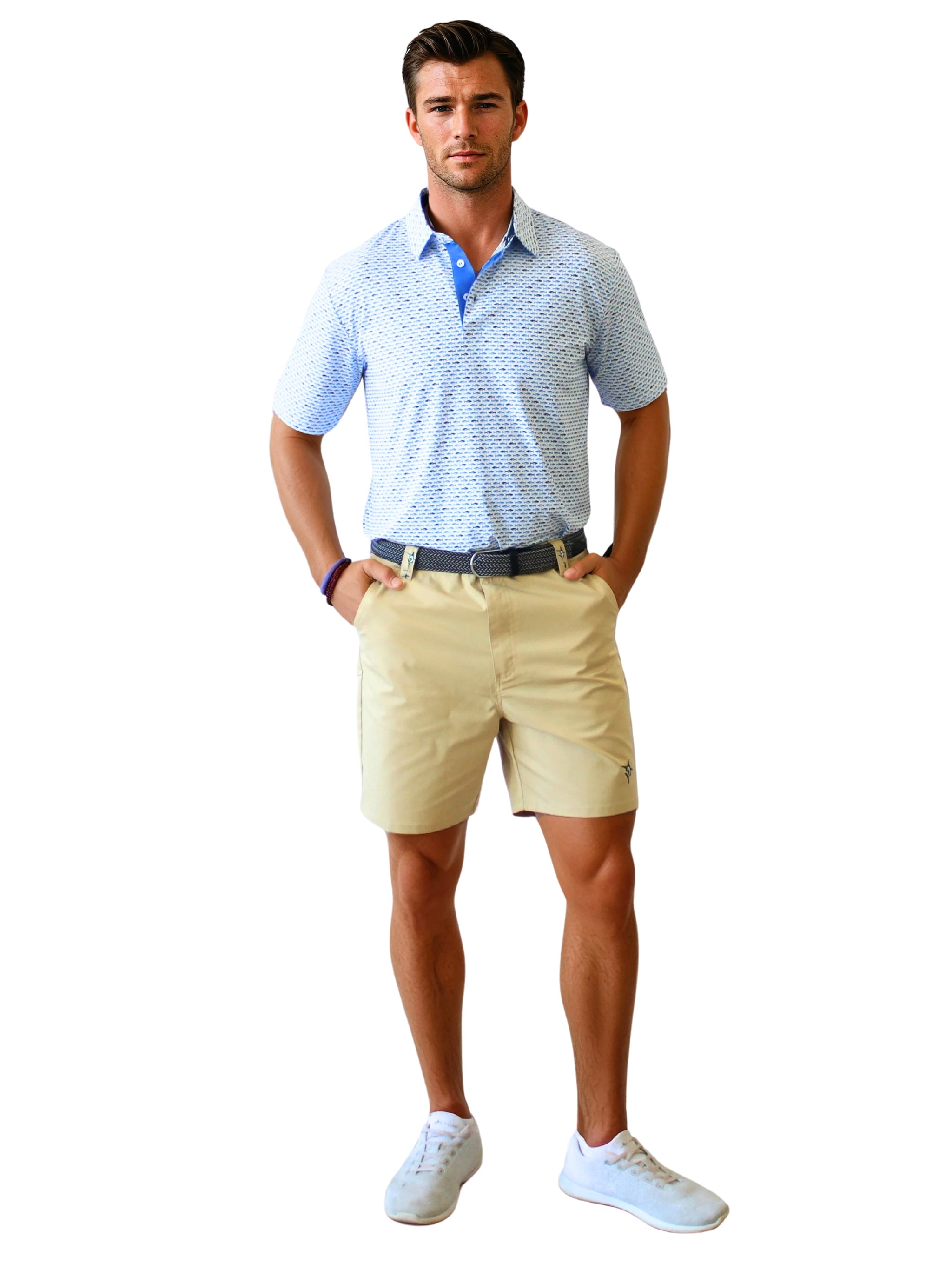 Tuna Performance Polo Light Blue Navy - White Water Life - Flyclothing LLC