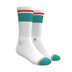 The Turks and Caicos | White and Teal Heel Hammock™ Crew Socks - Shinesty