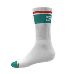 The Turks and Caicos | White and Teal Heel Hammock™ Crew Socks - Shinesty