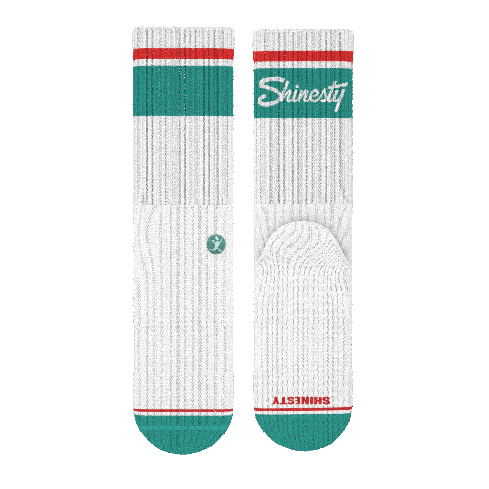 The Turks and Caicos | White and Teal Heel Hammock™ Crew Socks - Shinesty