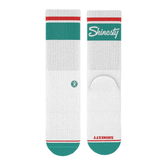 The Turks and Caicos | White and Teal Heel Hammock™ Crew Socks - Shinesty