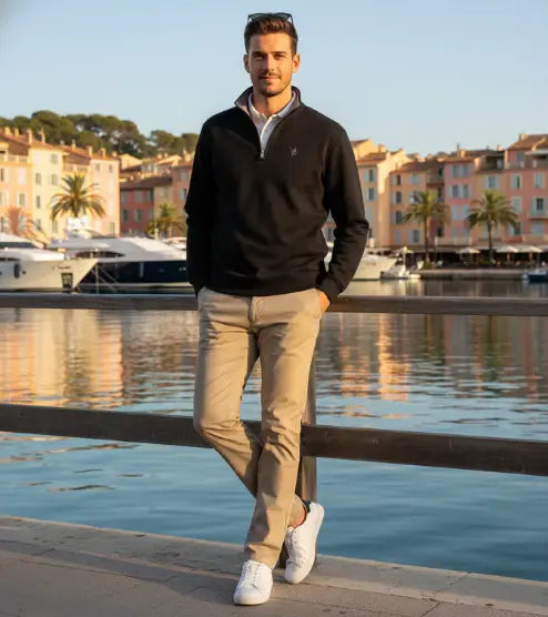 Turnberry Quarter Zip Smooth Knit - White Water Life - Flyclothing LLC