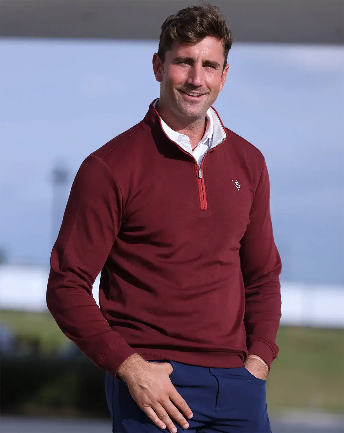 Turnberry Quarter Zip Smooth Knit - White Water Life - Flyclothing LLC