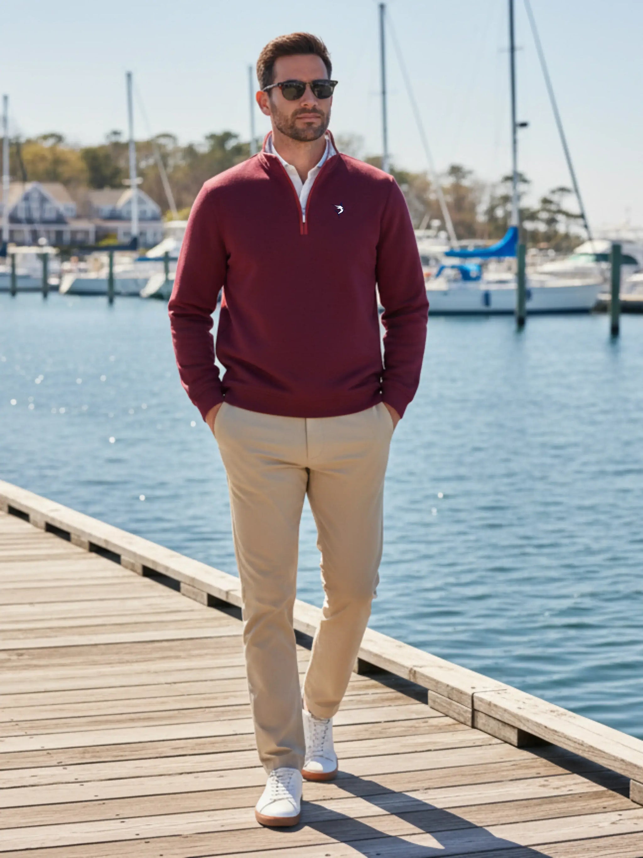 Turnberry Quarter Zip Smooth Knit - White Water Life - Flyclothing LLC