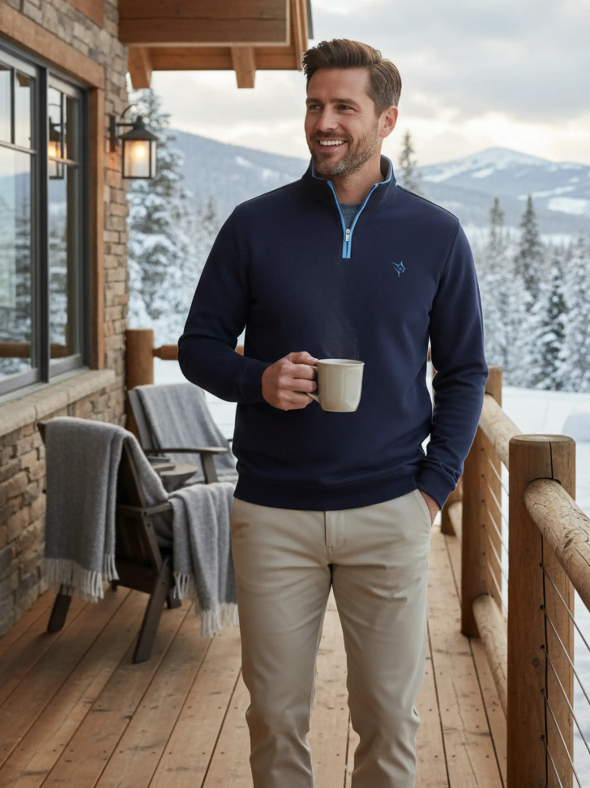Turnberry Quarter Zip Smooth Knit - White Water Life - Flyclothing LLC