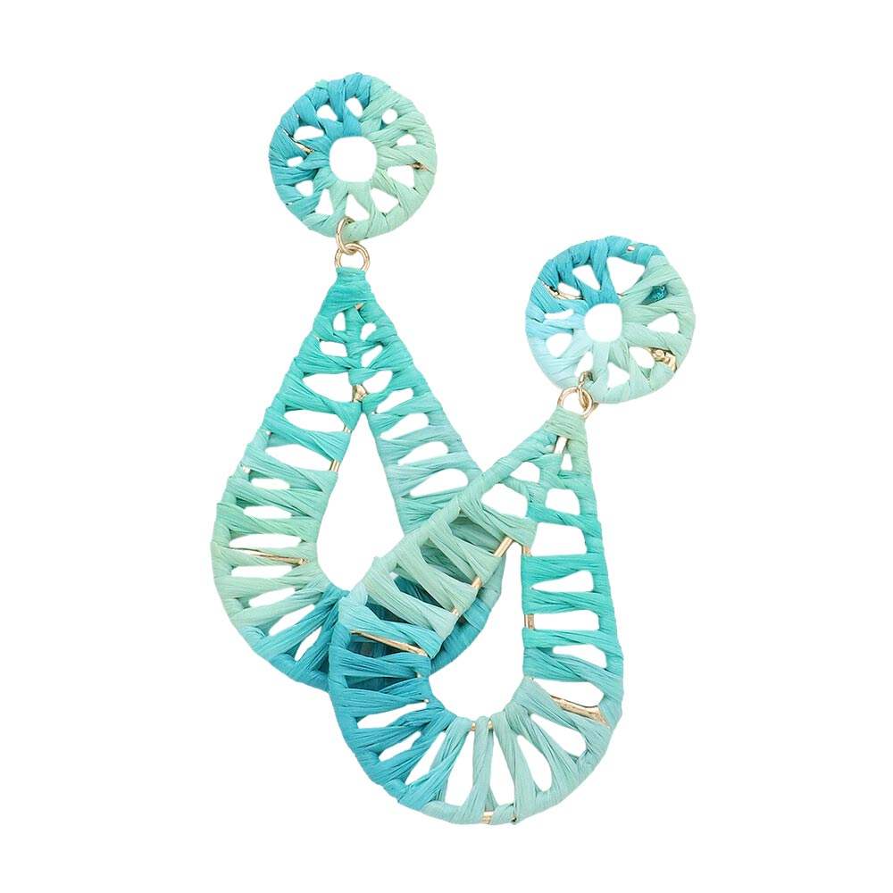 Raffia Wrapped Teardrop Dangle Earrings - Madeline Love - Flyclothing LLC