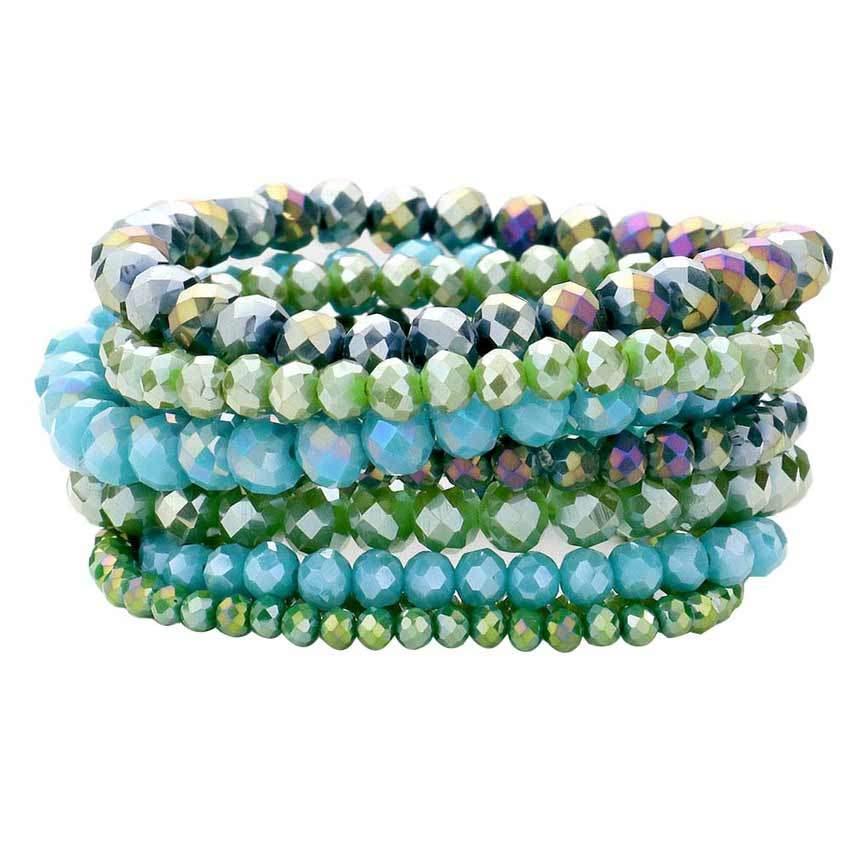 9PCS Faceted Bead Stretch Bracelets - Madeline Love - Flyclothing LLC