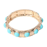 Bead Embellished Hammered Metal Stretch Bracelet - Madeline Love - Flyclothing LLC